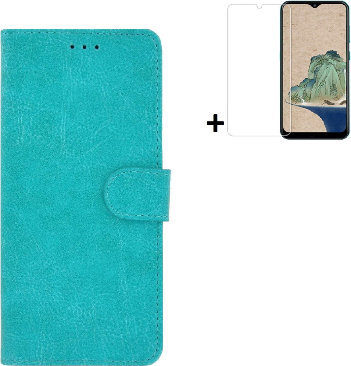 Pearlycase hoesje Geschikt voor Nokia G11/ G21 - Kunstleer Book Case - Turquoise hoesje met screenprotector