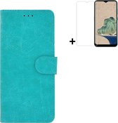 Pearlycase hoesje voor Nokia G11/ G21 - Kunstleer Book Case - Turquoise hoesje met screenprotector