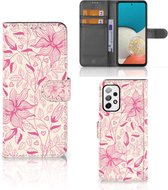 Telefoon Hoesje Geschikt voor Samsung Galaxy A73 5G Magnet Case Pink Flowers