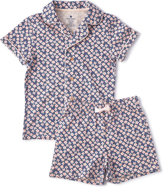 Pyjama Little Label Filles Size 110-116 - rose, bleu - Katoen BIO doux - Pyjama short' été 2 pièces filles - Floral