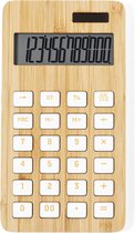 Calculatrice - Calculatrice - Calculatrice de bureau - Bureau - Accessoires de bureau - Énergie solaire - Bamboe - marron - blanc