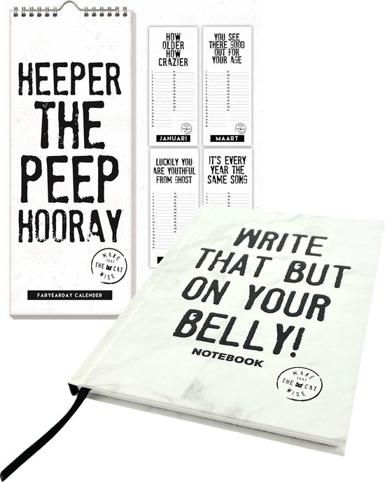 Make That The Cat Wise Verjaardagskalender + A5  Gelinieerd Notebook - 96 Pagina's