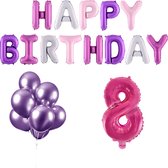 8 jaar Verjaardag Versiering Ballon Pakket Pastel & Roze