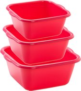 Set de bols en plastique multifonctions rouge en 3 tailles - capacité 10-15-20 litres