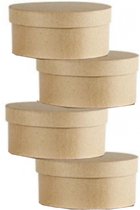 Set van 4x stuks ronde bruine hobby knutselen doos/dozen van karton - 15 x 8 cm - cadeauverpakking