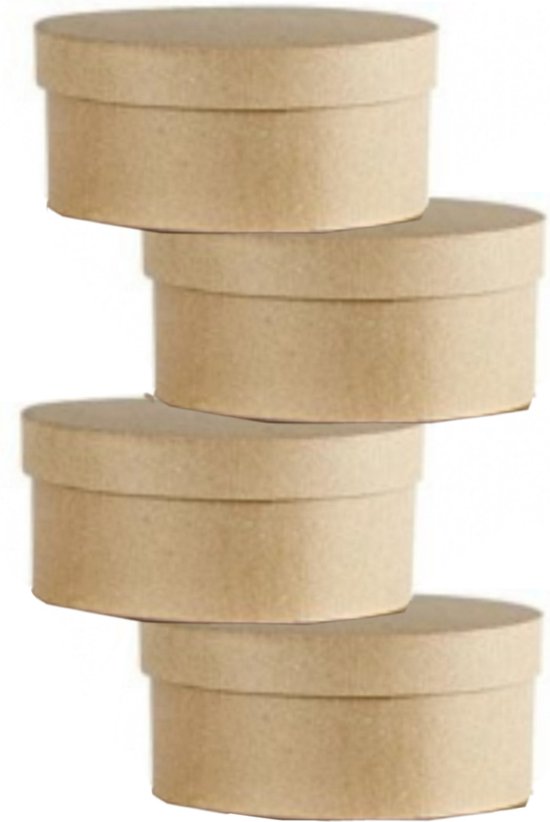 3x pièces de boîte artisanale ronde marron / boîtes en carton - 15