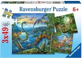 Puzzel 3x49 stukjes Dinosauriers