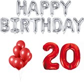 20 jaar Verjaardag Versiering Ballon Pakket Rood & Zilver