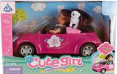 Auto 21cm met Cute Girl 10cm en hondje