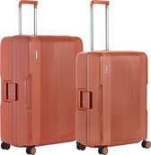 Bol.com CarryOn Protector Luxe Kofferset met kliksloten - TSA Trolleyset Middenmaat 67Ltr + 105 Ltr Grote koffer - Terra aanbieding
