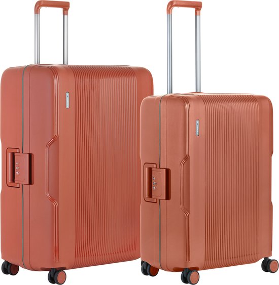CarryOn Protector Luxe Kofferset met kliksloten - TSA Trolleyset Middenmaat 67Ltr + 105 Ltr Grote koffer - Terra