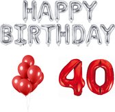 40 jaar Verjaardag Versiering Ballon Pakket Rood & Zilver