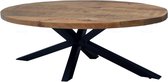 Salontafel ovaal met matrix poot 130x70x45 cm mangohout en metaal