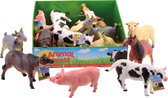 1 Animal World boerderij dier soft 20-28 cm 6 assorti