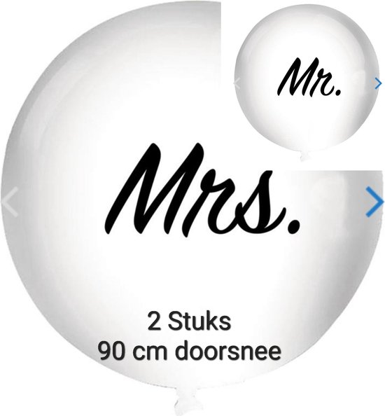 Mrs & Mr ballon 90 cm doorsnee , Huwelijk, jubileum, feest.