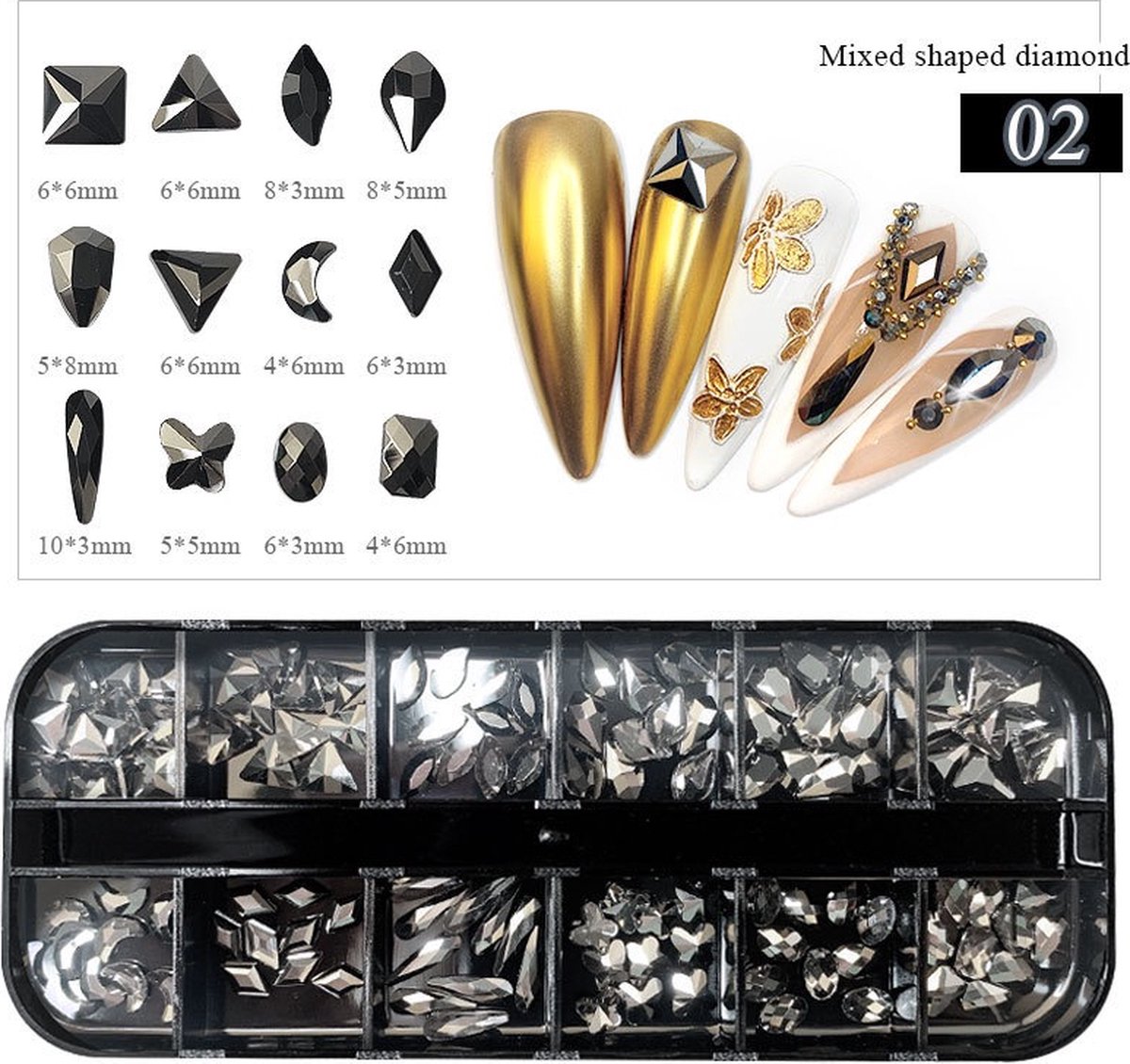 Goedkoopste Rhinestone - 12 vormen - Nagelsteentjes - Decoratie