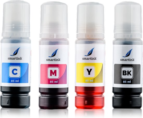 Smart ink Epson 104 - Huismerk Inktfles - Multipack - Zwart / Kleur -  Ecotank - 4x 85... | bol.com
