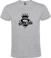 Grijs  T shirt met  print van "Super Oma " print Zwart size XXL