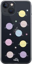 Colorful Planets - iPhone Transparant Case - Transparant hoesje geschikt voor iPhone 13 Mini hoesje - Doorzichtige shockproof case planeten patroon
