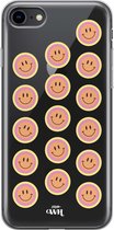 xoxo Wildhearts case voor iPhone 7/8 SE - Smiley Double Orange - xoxo Wildhearts Transparant Case