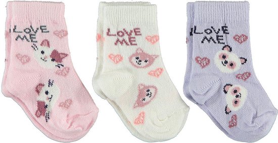 Set van 3 paar babysokken meisjes - Love me baby sokjes