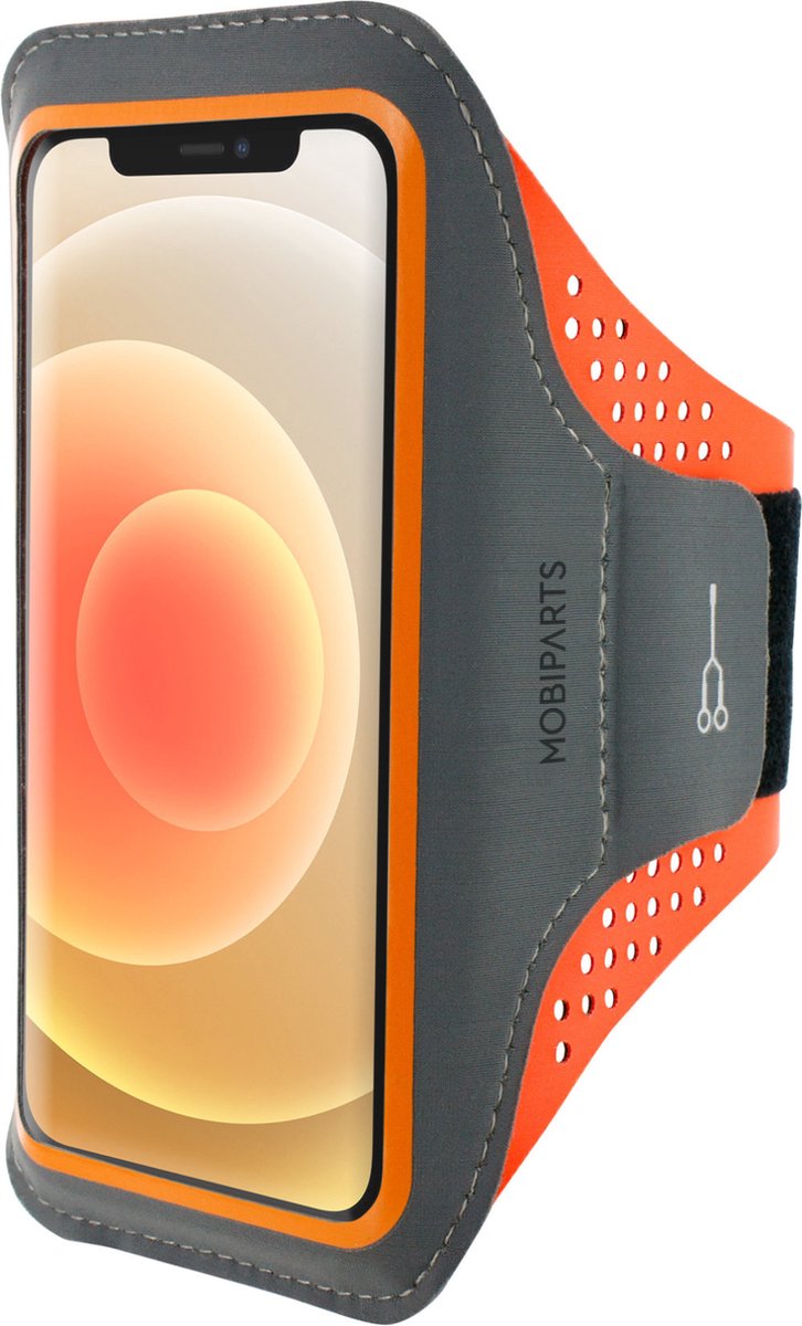 Apple iPhone 12 Hoesje - Mobiparts - Comfort Fit Serie - Neopreen Sportarmband - Neon Orange - Hoesje Geschikt Voor Apple iPhone 12
