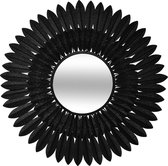Atmosphera Wandspiegel Mely metaal - Met blaadjes - Spiegel - Dia 63 cm - Zwart