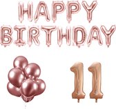 11 jaar Verjaardag Versiering Ballon Pakket Rosé Goud