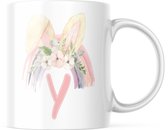 Paas Mok Y regenboog konijnen oren | Paas cadeau | Pasen | Paasdecoratie | Pasen Decoratie | Grappige Cadeaus | Koffiemok | Koffiebeker | Theemok | Theebeker