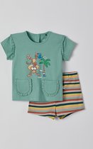 Woody - Meisjes Pyjama - zeegroen - mandril - 12m