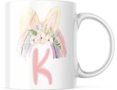 Paas Mok K regenboog konijnen oren | Paas cadeau | Pasen | Paasdecoratie | Pasen Decoratie | Grappige Cadeaus | Koffiemok | Koffiebeker | Theemok | Theebeker