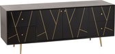 J-Line Dressoir kast - 4 laden + 2 deuren - hout & metaal - zwart & goud - woonaccessoires