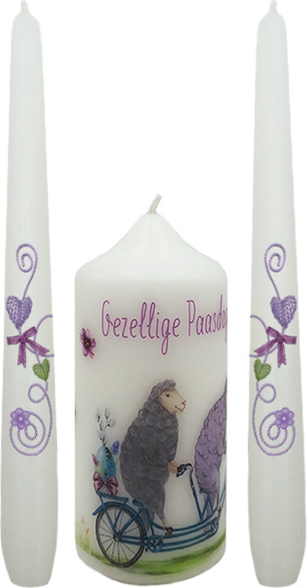 Paaskaarsen Gezellige paasdagen set van 3 stuks Paasdecoratie Pasen