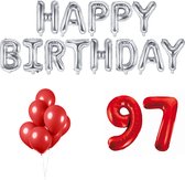 97 jaar Verjaardag Versiering Ballon Pakket Rood & Zilver