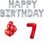 7 jaar Verjaardag Versiering Ballon Pakket Rood & Zilver