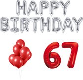 67 jaar Verjaardag Versiering Ballon Pakket Rood & Zilver