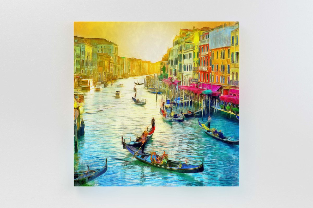 Schilderij Venetië op 300 g/m2 100% canvas gedrukt/ 80 x 80 cm/ 18 mm houten canvas frame / 4/0 full colour gedrukt / zeer hoge kwaliteit canvas schilderij / Met ophangsysteem