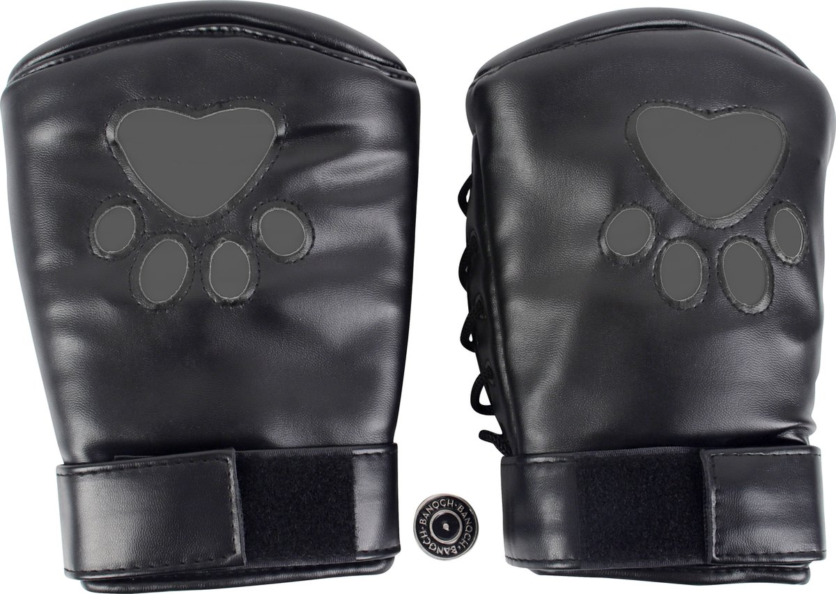 Goedkoopste Banoch - Perrito Mittones - dog paws mittens bondage - PU Leer - zwart voetje - puppy play