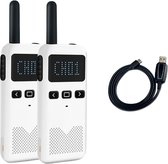 Walkietalkie - Tot 8 km bereik - Noodradio - Noodpakket Denk Vooruit - Portofoon - M3  Wit - 8W - 8000MAH - 2 Stuks - Incl. Oplaadkabel