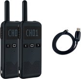 Walkietalkie - Tot 8 km bereik - Noodradio - Noodpakket Denk Vooruit - Portofoon - M3  Zwart - 8W - 8000MAH - 2 Stuks - Incl. Oplaadkabel