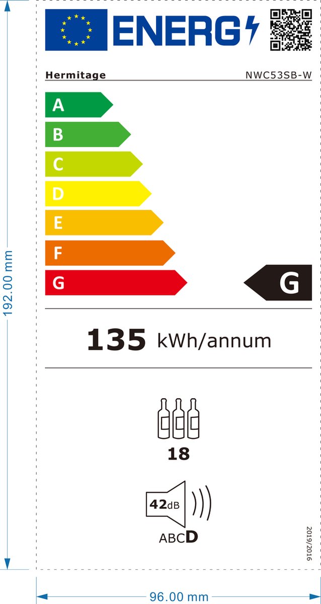 Temptech NWC53SB-W Wijnkoelkast 1 Zone voor 18 Flessen - afbeelding 2