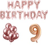 9 jaar Verjaardag Versiering Ballon Pakket Rosé Goud