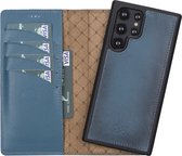 Bouletta Samsung Galaxy S22 Ultra compatibel leer uitneembare BookCase hoesje - Midnight Blue
