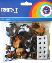 Create-It Pompoms animal mix + oogjes 75 stuks