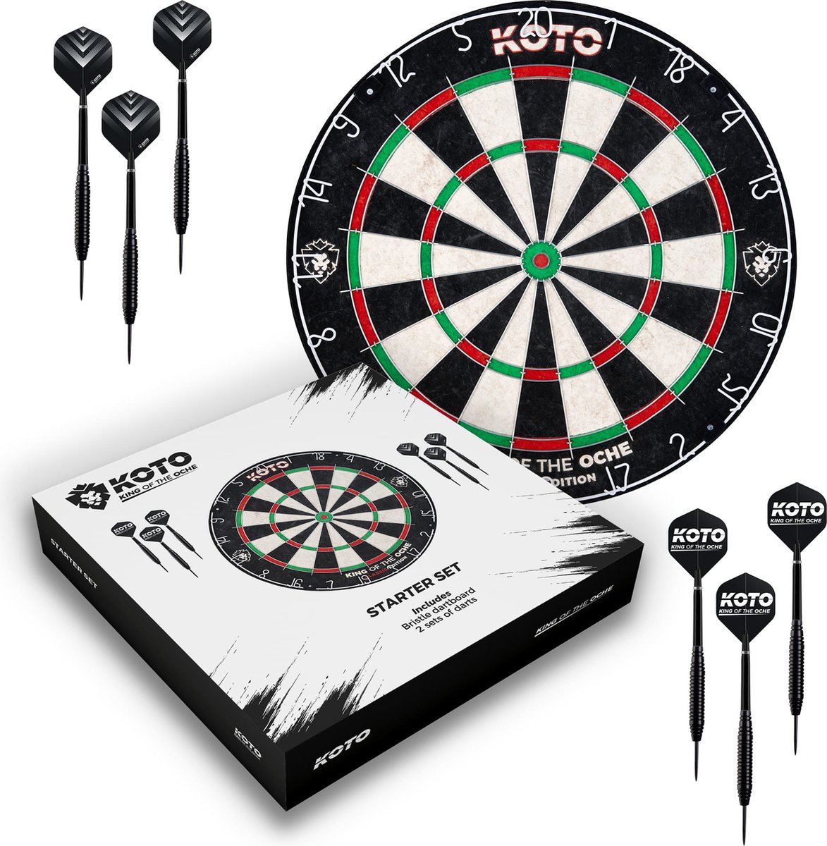 KOTO Starter Set - Dartset - Ideaal voor Beginners - Dartbord & Dartpijlen - Braziliaans Sisal