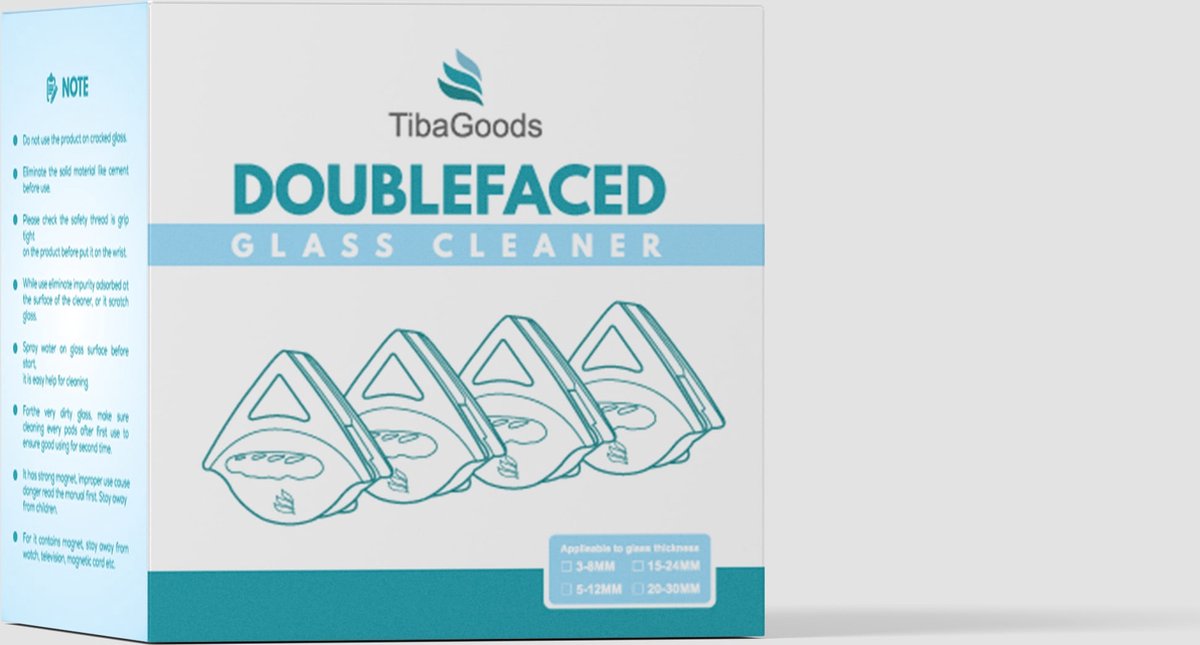 TibaGoods Magnetische Raamwisser Voor Dubbelglas met Sponsjes thumbnail 6