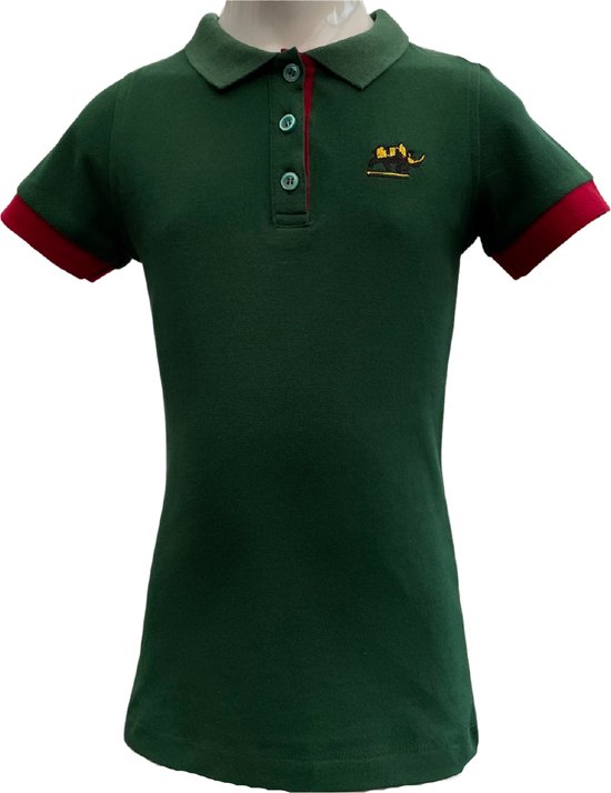 KAET - Polo - T-shirt- Meisjes - Mini (92/98) -Groen-Rood