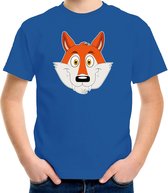 Cartoon vos t-shirt blauw voor jongens en meisjes - Kinderkleding / dieren t-shirts kinderen 122/128