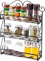 BIKO - Support à épices pour Pots d'herbes aromatiques - Suspendu - Organisateur d'armoires de Cuisine - Support à épices et bocaux - 3 couches - 33,5 x 6 x 42 cm