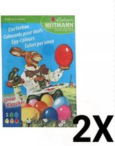Eierverf tabletten | Set van 2 | 5 kleuren in zakje |  Paaseieren even | Ei kleuren Pasen | Ei verf | Heitmann | Eieren verven | Pasen | Paasdecoratie | Eieren Verven | Eierdop | E